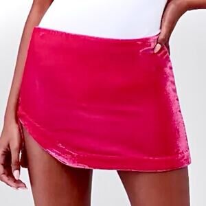 Free People Annalise Hot Pink Barbie Velvet Micro Mini Skirt